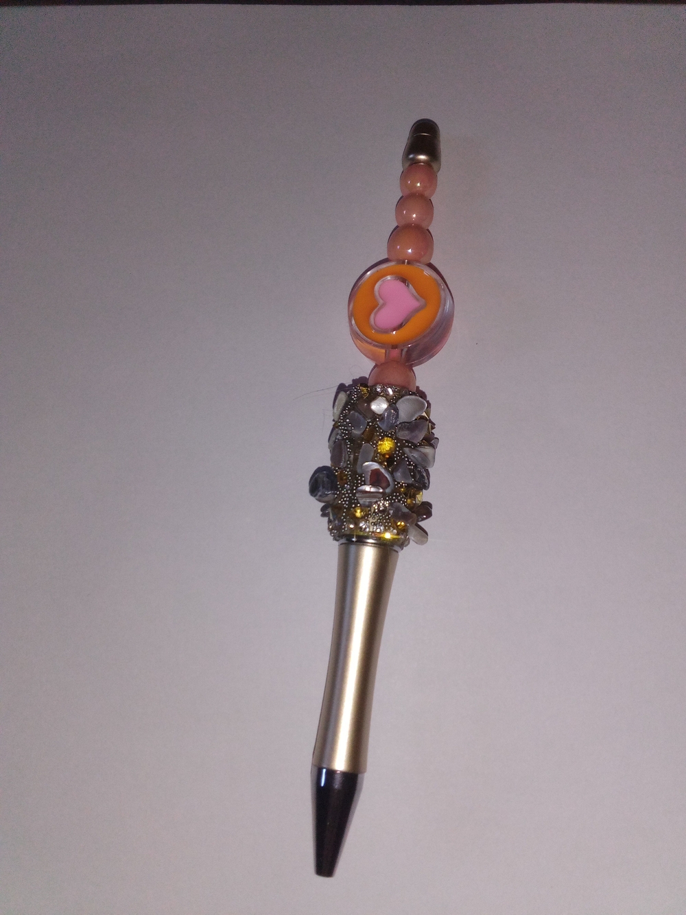 Decorative Beaded Pen with Heart Accent